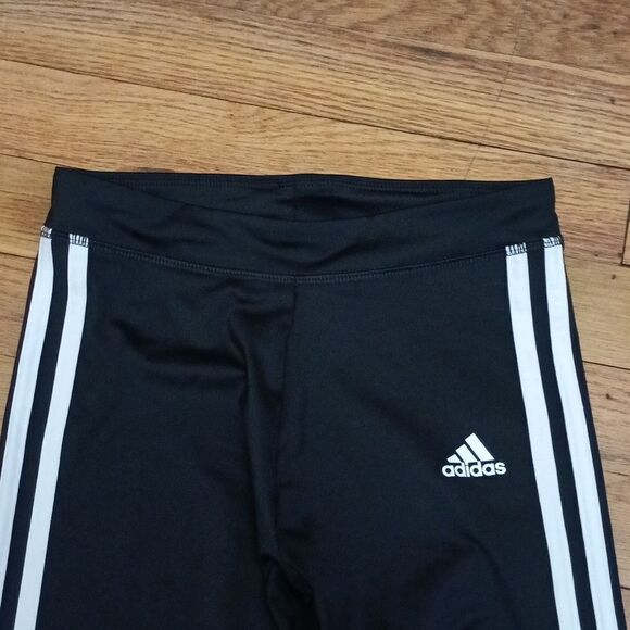 Adidas Girls Three Stripe Athletic Capri Leggings sz M 10/12 - Picture 2 of 4